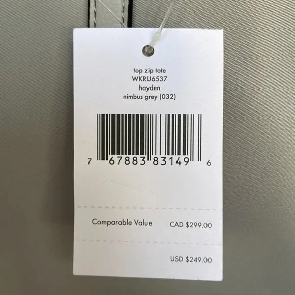 Kate Spade Hayden Nylon Top Zip Tote Nimbus Grey - Picture 8 of 16